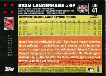 2007 Topps Updates & Highlights - Gold #UH41 Ryan Langerhans Back