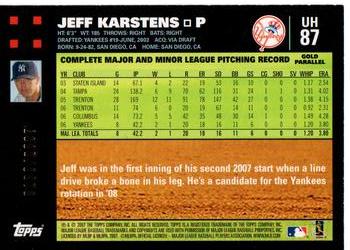 2007 Topps Updates & Highlights - Gold #UH87 Jeff Karstens Back