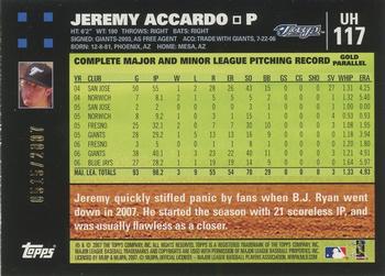 2007 Topps Updates & Highlights - Gold #UH117 Jeremy Accardo Back