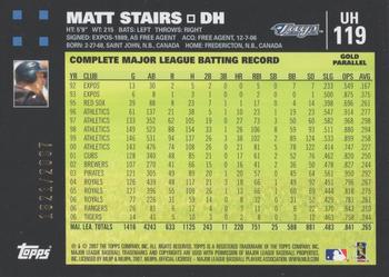 2007 Topps Updates & Highlights - Gold #UH119 Matt Stairs Back