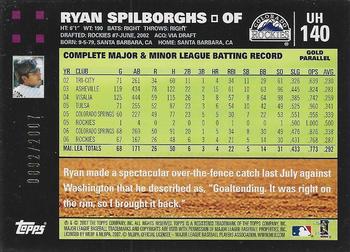 2007 Topps Updates & Highlights - Gold #UH140 Ryan Spilborghs Back
