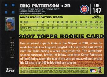 2007 Topps Updates & Highlights - Gold #UH147 Eric Patterson Back