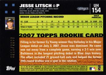2007 Topps Updates & Highlights - Gold #UH154 Jesse Litsch Back