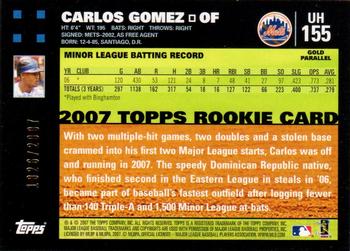 2007 Topps Updates & Highlights - Gold #UH155 Carlos Gomez Back