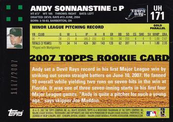 2007 Topps Updates & Highlights - Gold #UH171 Andy Sonnanstine Back