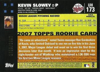 2007 Topps Updates & Highlights - Gold #UH173 Kevin Slowey Back