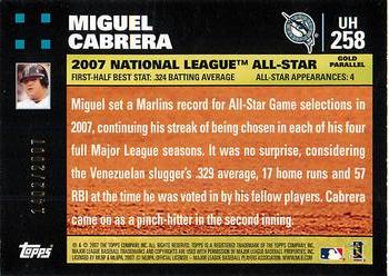 2007 Topps Updates & Highlights - Gold #UH258 Miguel Cabrera Back
