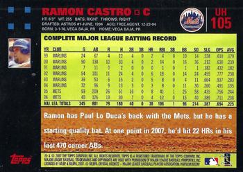 2007 Topps Updates & Highlights - Red Back #UH105 Ramon Castro Back