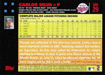 2007 Topps Updates & Highlights - Red Back #UH29 Carlos Silva Back
