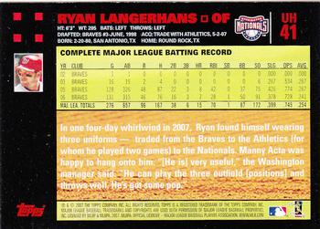 2007 Topps Updates & Highlights - Red Back #UH41 Ryan Langerhans Back
