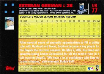 2007 Topps Updates & Highlights - Red Back #UH77 Esteban German Back