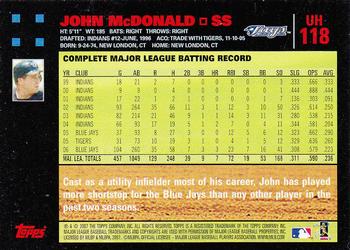 2007 Topps Updates & Highlights - Red Back #UH118 John McDonald Back