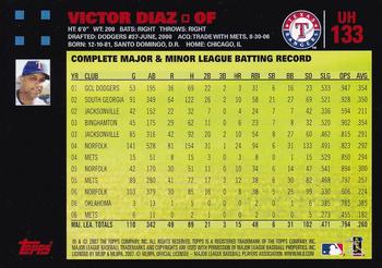 2007 Topps Updates & Highlights - Red Back #UH133 Victor Diaz Back