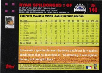 2007 Topps Updates & Highlights - Red Back #UH140 Ryan Spilborghs Back