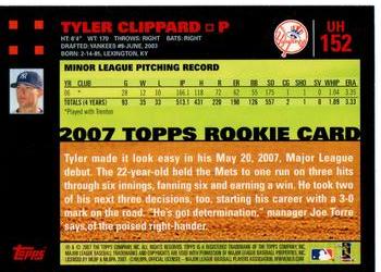 2007 Topps Updates & Highlights - Red Back #UH152 Tyler Clippard Back