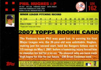 2007 Topps Updates & Highlights - Red Back #UH162 Phil Hughes Back