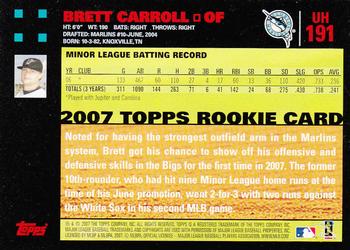 2007 Topps Updates & Highlights - Red Back #UH191 Brett Carroll Back