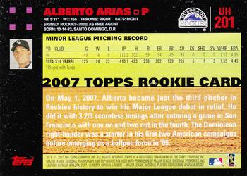 2007 Topps Updates & Highlights - Red Back #UH201 Alberto Arias Back