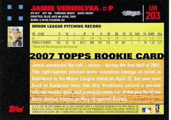 2007 Topps Updates & Highlights - Red Back #UH203 Jamie Vermilyea Back
