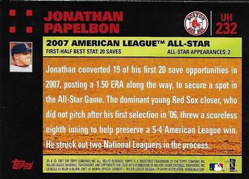 2007 Topps Updates & Highlights - Red Back #UH232 Jonathan Papelbon Back