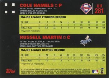 2007 Topps Updates & Highlights - Red Back #UH281 Cole Hamels / Russell Martin Back