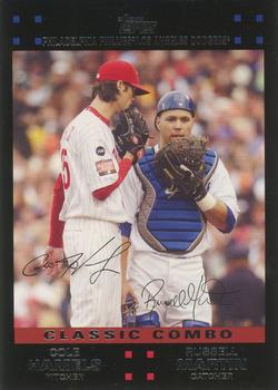 2007 Topps Updates & Highlights - Red Back #UH281 Cole Hamels / Russell Martin Front