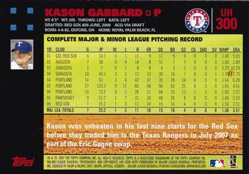 2007 Topps Updates & Highlights - Red Back #UH300 Kason Gabbard Back