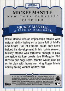 2007 Topps Updates & Highlights - Mickey Mantle A Life in Baseball #MMLB-4 Mickey Mantle Back