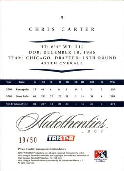 2007 TriStar Autothentics #9 Chris Carter Back