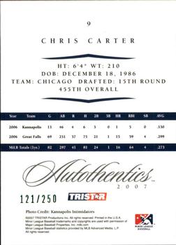 2007 TriStar Autothentics #9 Chris Carter Back