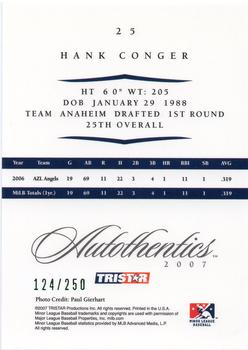 2007 TriStar Autothentics - Green #25 Hank Conger Back