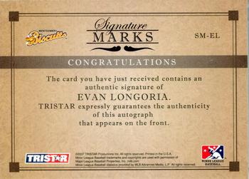 2007 TriStar Elegance - Signature Marks #SM-EL Evan Longoria Back
