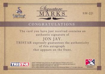 2007 TriStar Elegance - Signature Marks #SM-JJ1 Jon Jay Back