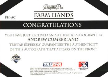 2007 TriStar Prospects Plus - Farm Hands Autographs #FH-AC Andrew Cumberland Back