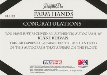 2007 TriStar Prospects Plus - Farm Hands Autographs #FH-BB Blake Beavan Back
