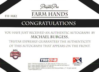 2007 TriStar Prospects Plus - Farm Hands Autographs #FH-MB2 Michael Burgess Back