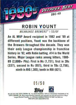 2020 Topps - Decades' Best Chrome Gold (Series One) #DBC-49 Robin Yount Back