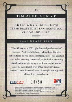 2007 TriStar Prospects Plus - Green #15 Tim Alderson Back