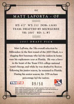 2007 TriStar Prospects Plus - Green #64 Matt LaPorta Back
