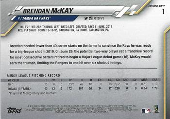 2020 Topps Opening Day - Opening Day Edition Blue Foil #1 Brendan McKay Back