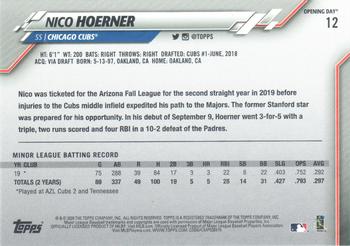 2020 Topps Opening Day - Opening Day Edition Blue Foil #12 Nico Hoerner Back