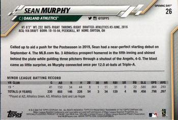 2020 Topps Opening Day - Opening Day Edition Blue Foil #26 Sean Murphy Back