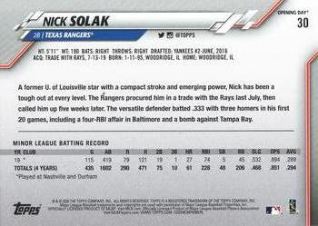 2020 Topps Opening Day - Opening Day Edition Blue Foil #30 Nick Solak Back