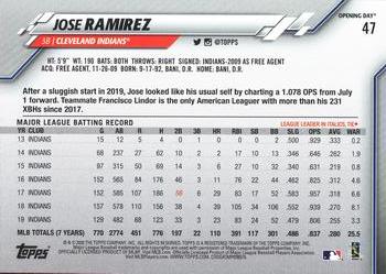 2020 Topps Opening Day - Opening Day Edition Blue Foil #47 Jose Ramirez Back