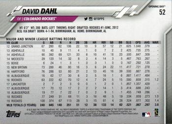 2020 Topps Opening Day - Opening Day Edition Blue Foil #52 David Dahl Back