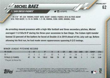 2020 Topps Opening Day - Opening Day Edition Blue Foil #62 Michel Baez Back