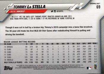2020 Topps Opening Day - Opening Day Edition Blue Foil #69 Tommy La Stella Back