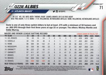2020 Topps Opening Day - Opening Day Edition Blue Foil #71 Ozzie Albies Back