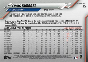 2020 Topps Opening Day - Opening Day Edition Blue Foil #75 Craig Kimbrel Back