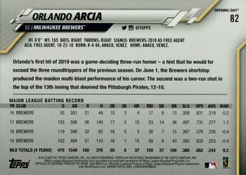 2020 Topps Opening Day - Opening Day Edition Blue Foil #82 Orlando Arcia Back